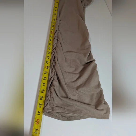 Alo Yoga Ruched Soft Sculpt Pants Taupe Beige Scrunched Wide Leg Buttery Size XS - Picture 13 of 15